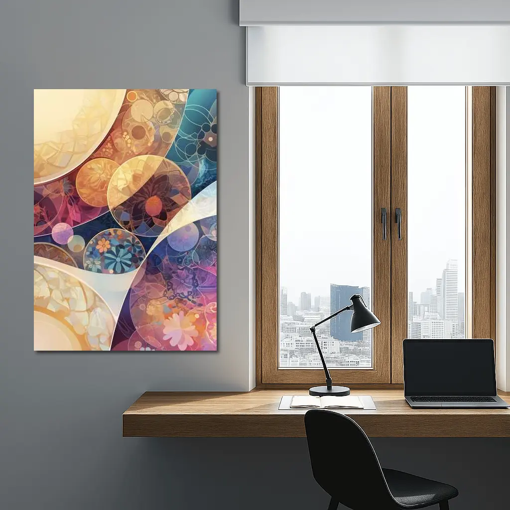 Floral Abstract Circles Pastel Boho Pattern Art – Wall Art