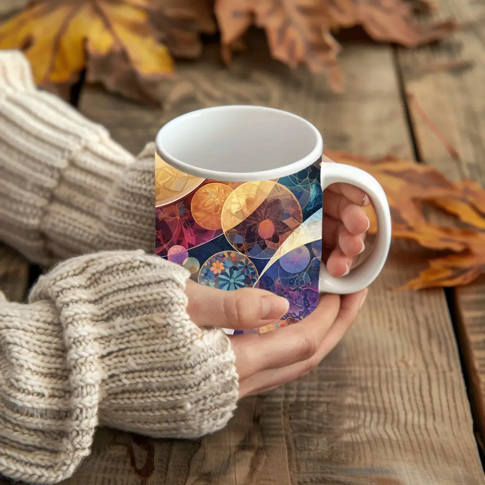 Floral Abstract Circles Pastel Boho Pattern Art – Mugs