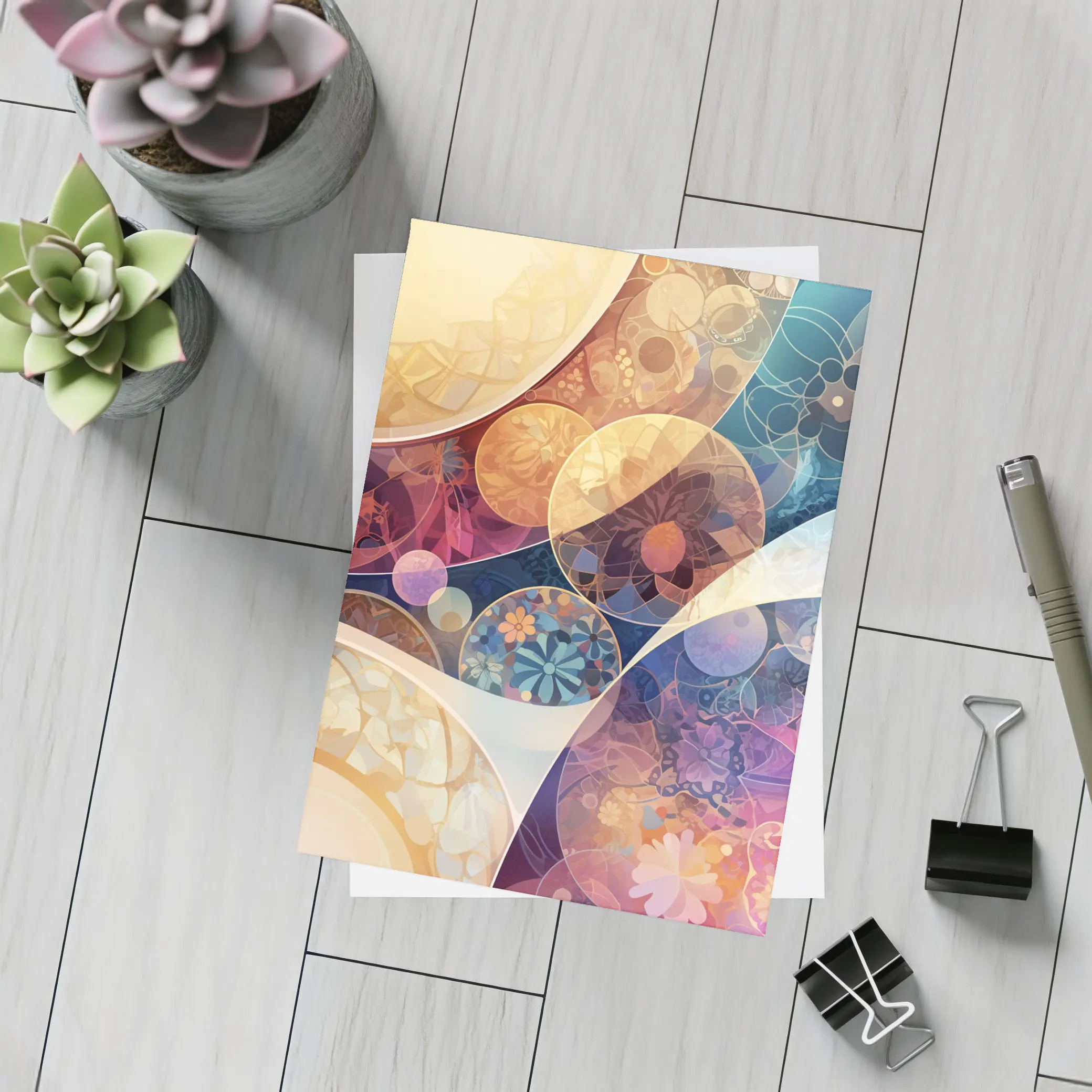 Floral Abstract Circles Pastel Boho Pattern Art – Postcards
