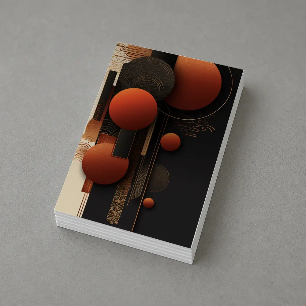 Abstract Red Spheres Black Gold Japanese Pattern – Postcards
