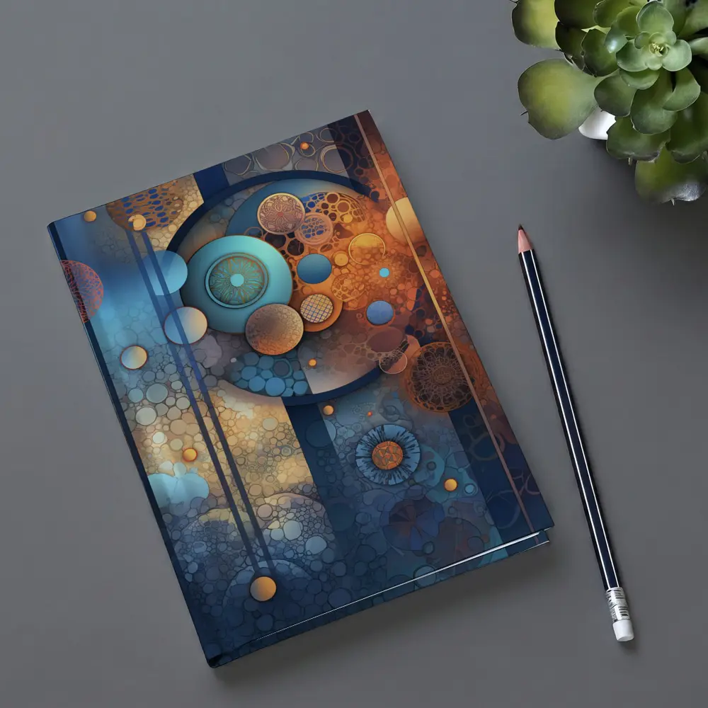 Abstract Blue Orange Circles Geometric Art – Notebooks