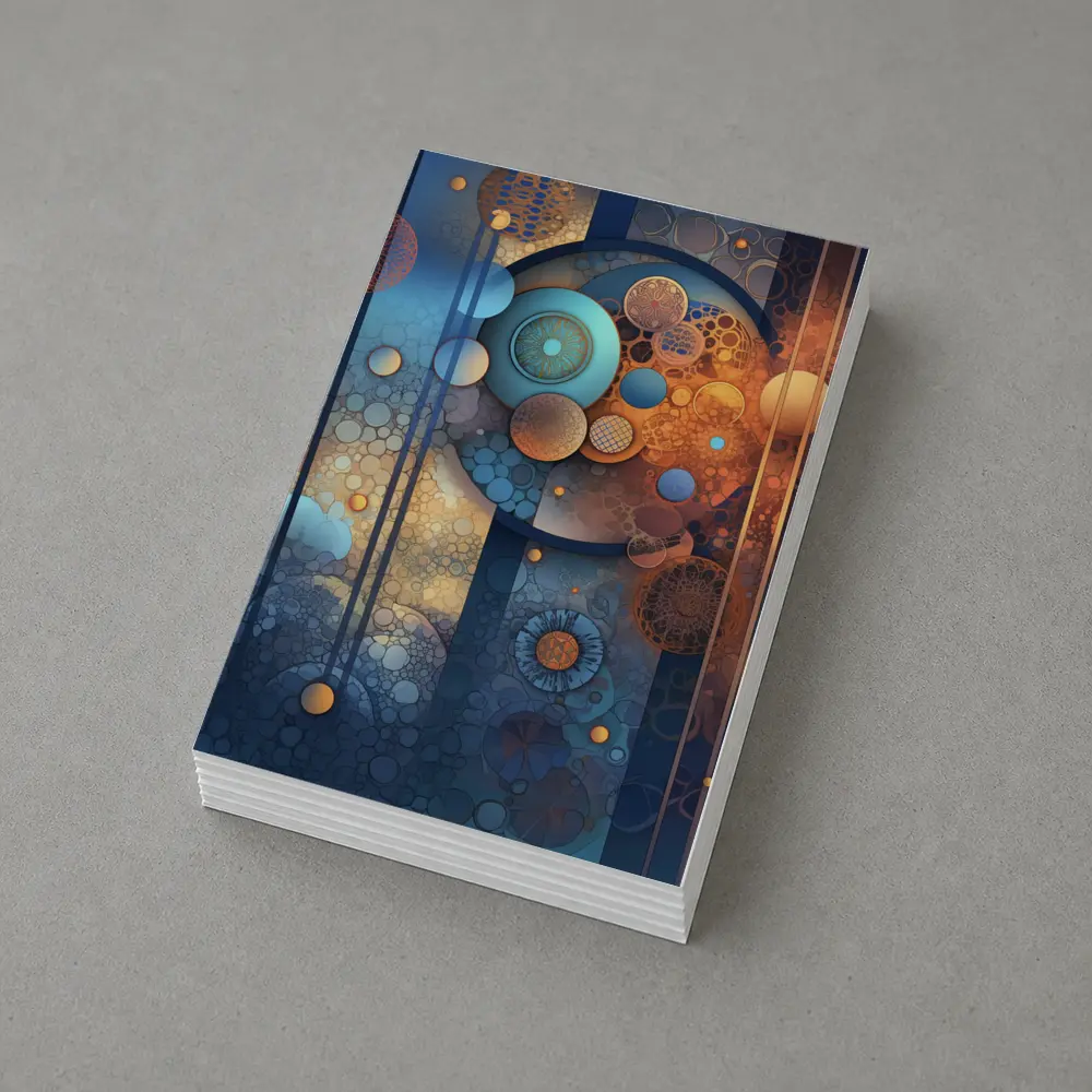 Abstract Blue Orange Circles Geometric Art – Postcards