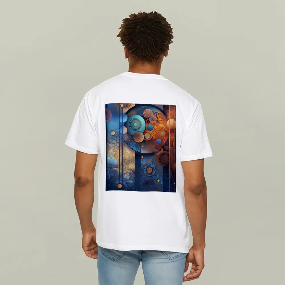 Abstract Blue Orange Circles Geometric Art – T-Shirts