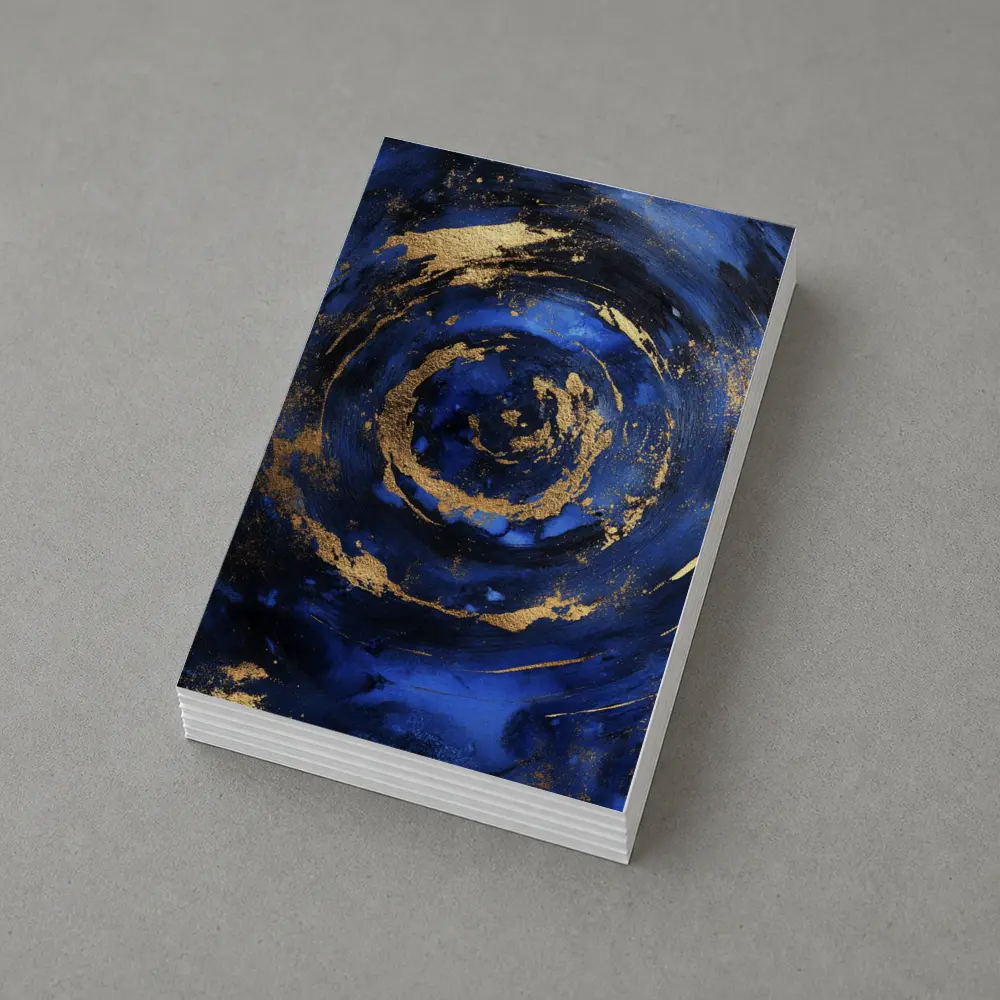 Dark Blue Gold Swirl Abstract Art – Postcards
