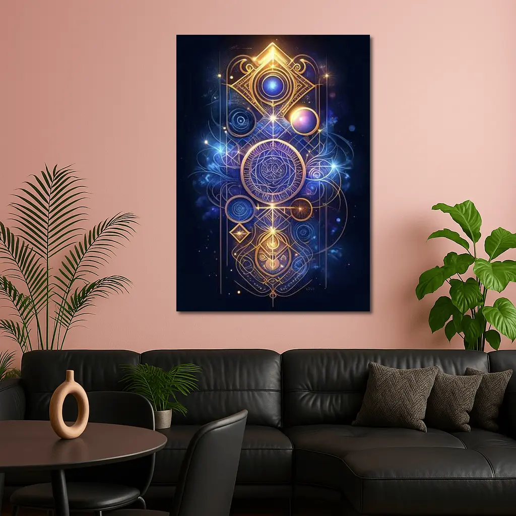Sacred Geometry Gold Mystic Space Art – Wall Art
