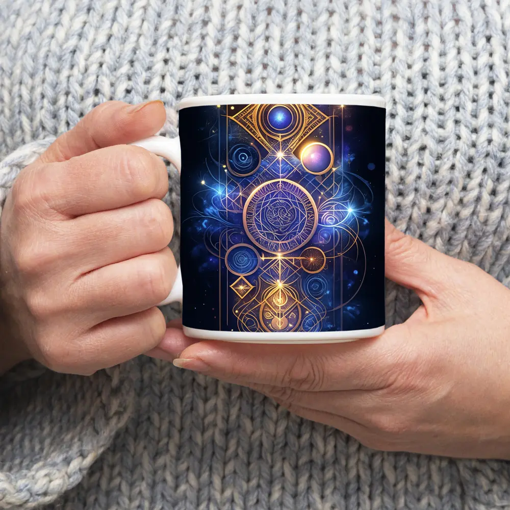 Sacred Geometry Gold Mystic Space Art – Mugs