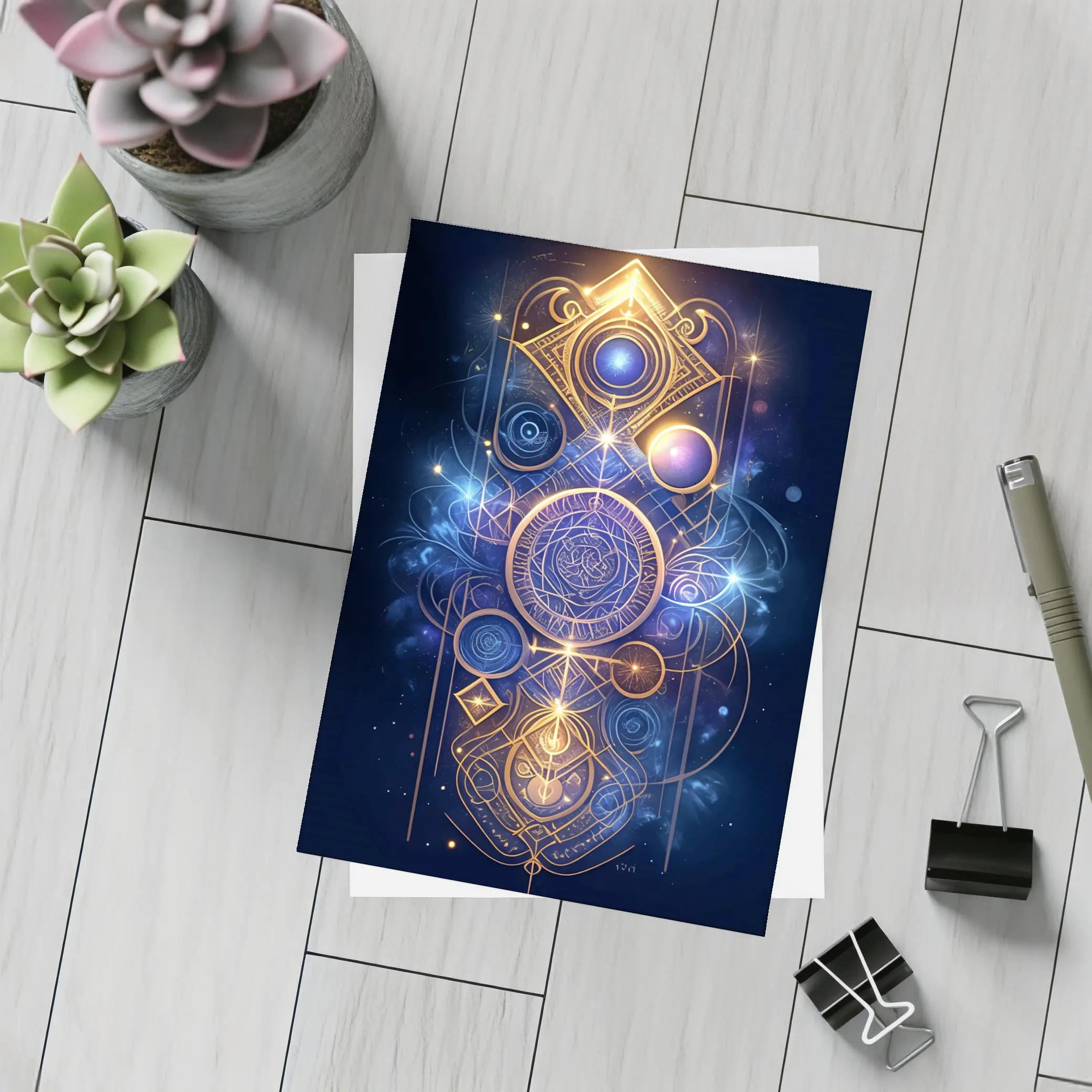 Sacred Geometry Gold Mystic Space Art – Postcards