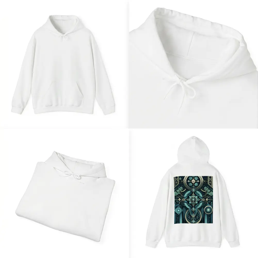 Art Deco Mystical Botanical Dark Teal Design – Hoodies