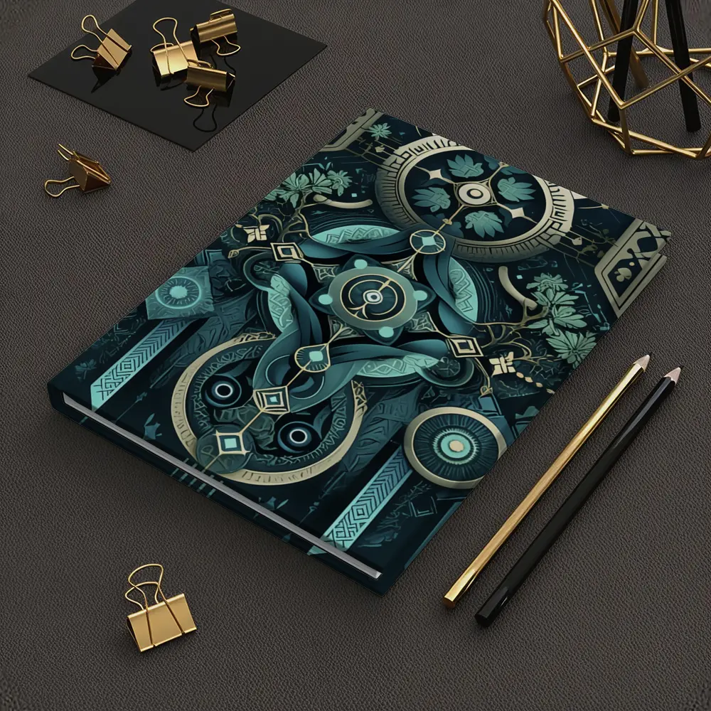 Art Deco Mystical Botanical Dark Teal Design – Notebooks