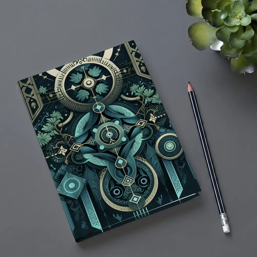 Art Deco Mystical Botanical Dark Teal Design – Notebooks