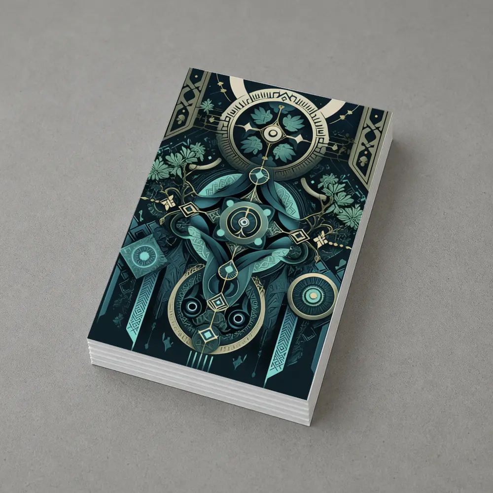 Art Deco Mystical Botanical Dark Teal Design – Postcards