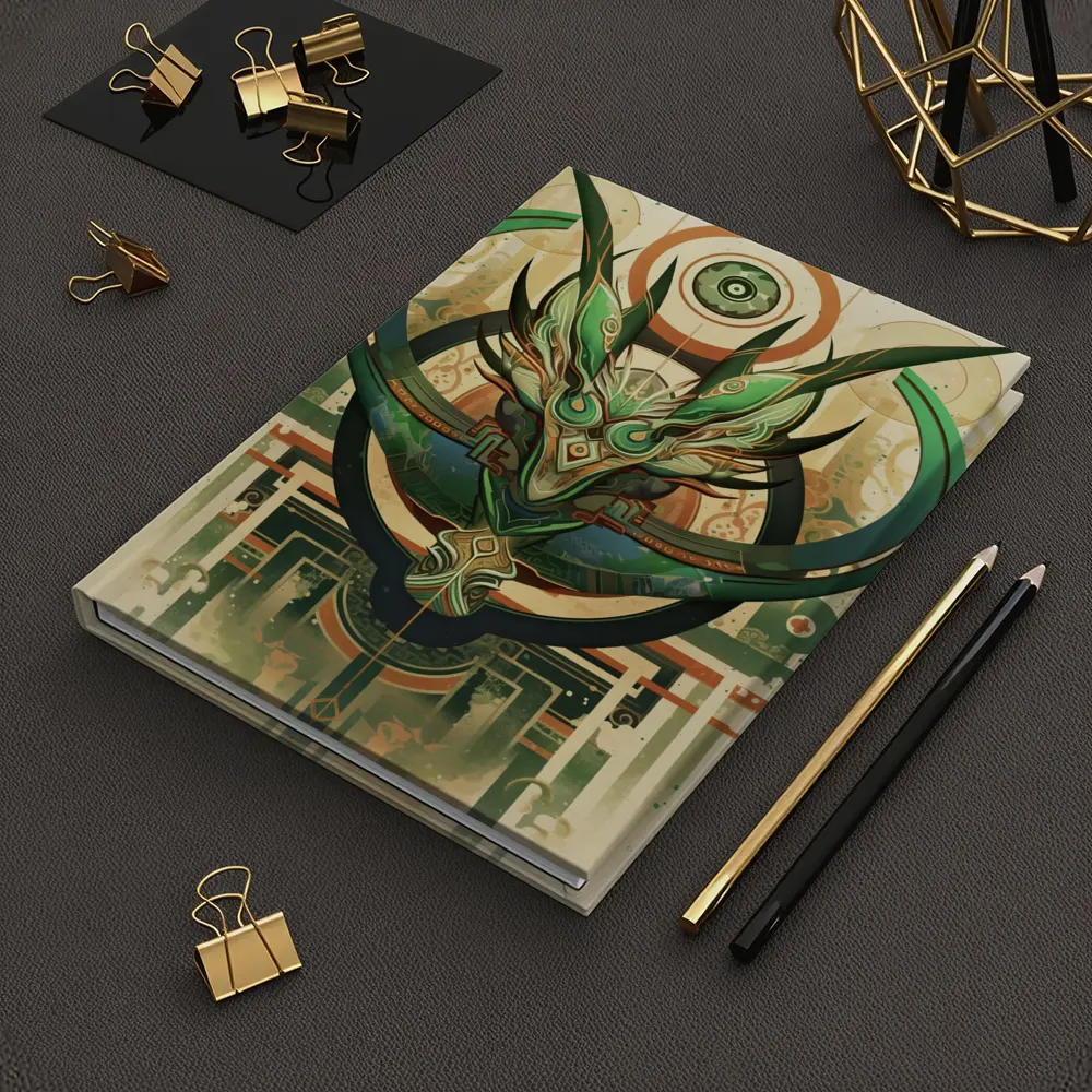 Green Dragon Mask Art Deco Fantasy – Notebooks