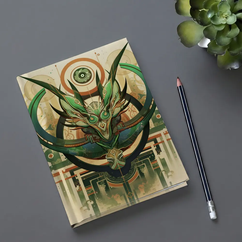 Green Dragon Mask Art Deco Fantasy – Notebooks