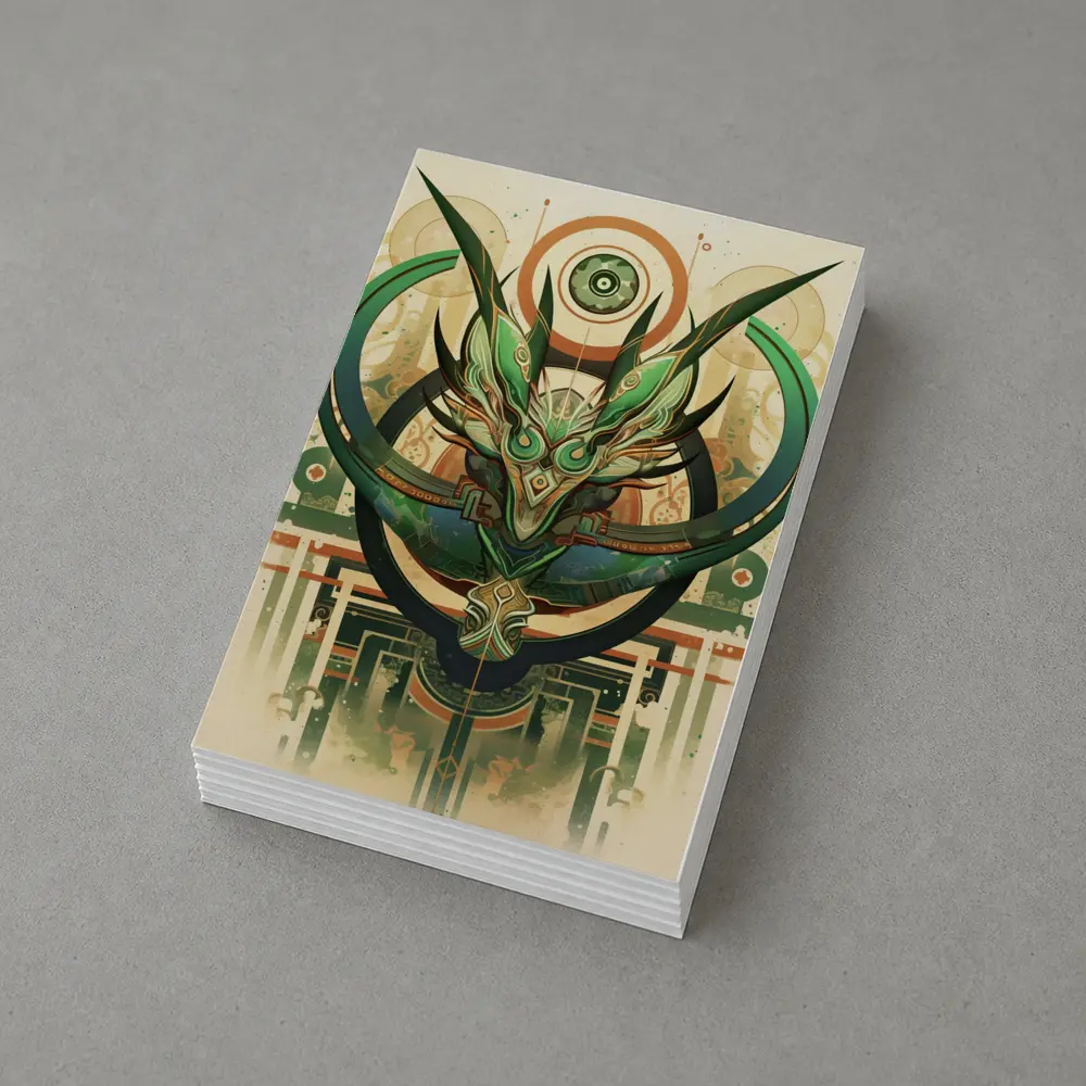 Green Dragon Mask Art Deco Fantasy – Postcards