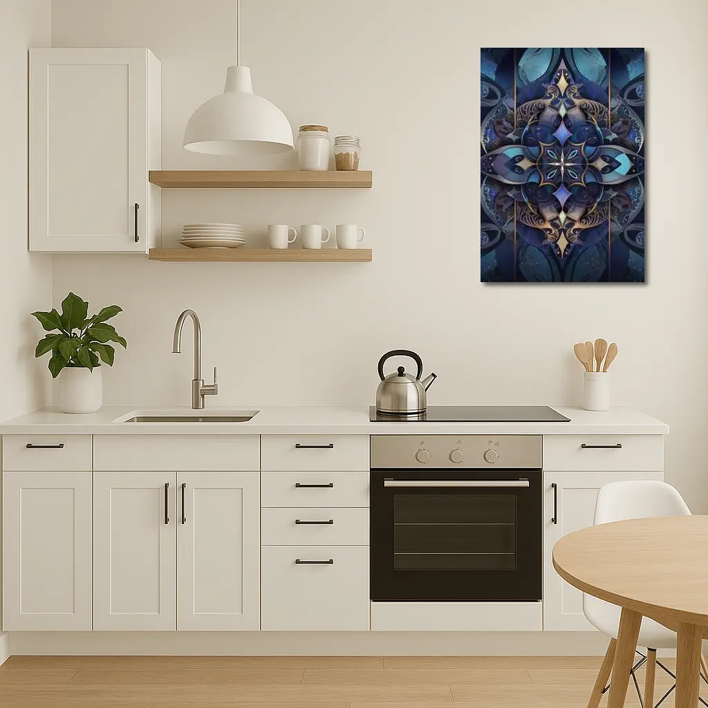 Dark Blue Mandala Art Deco Ornamental Design – Wall Art