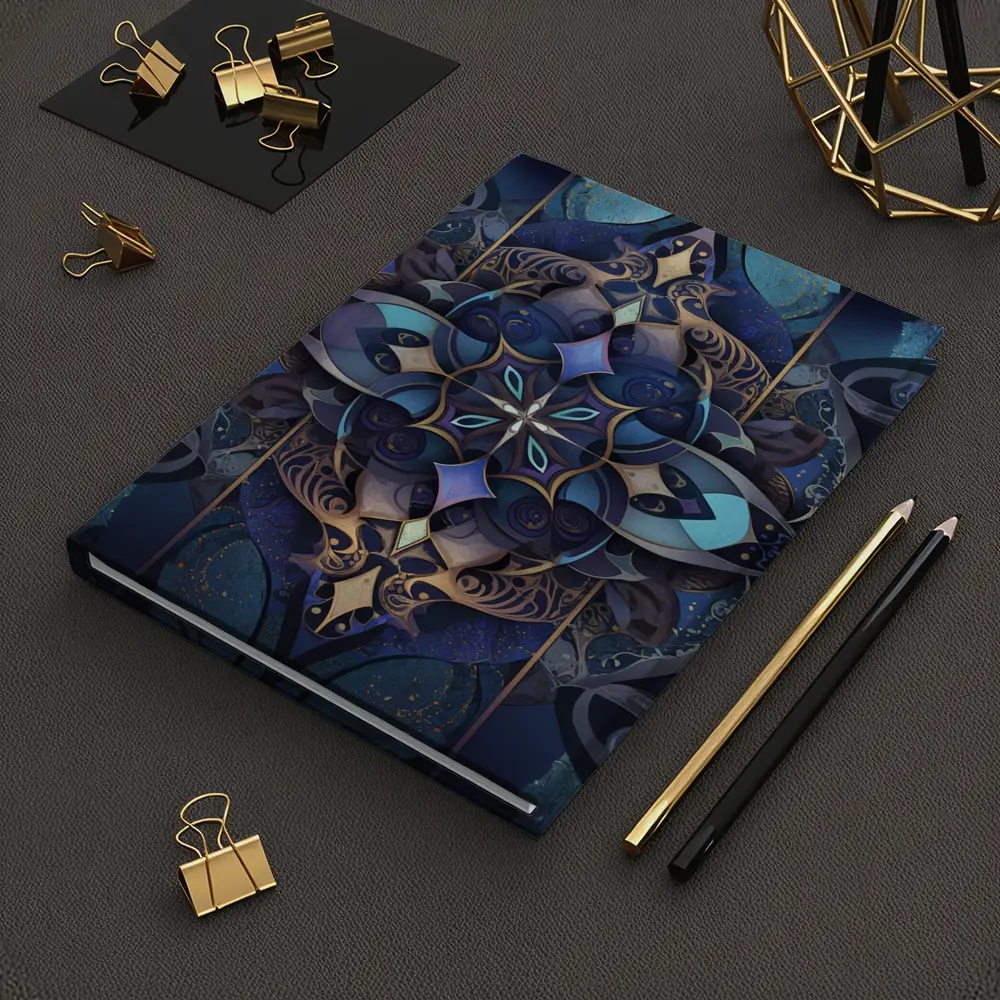 Dark Blue Mandala Art Deco Ornamental Design – Notebooks
