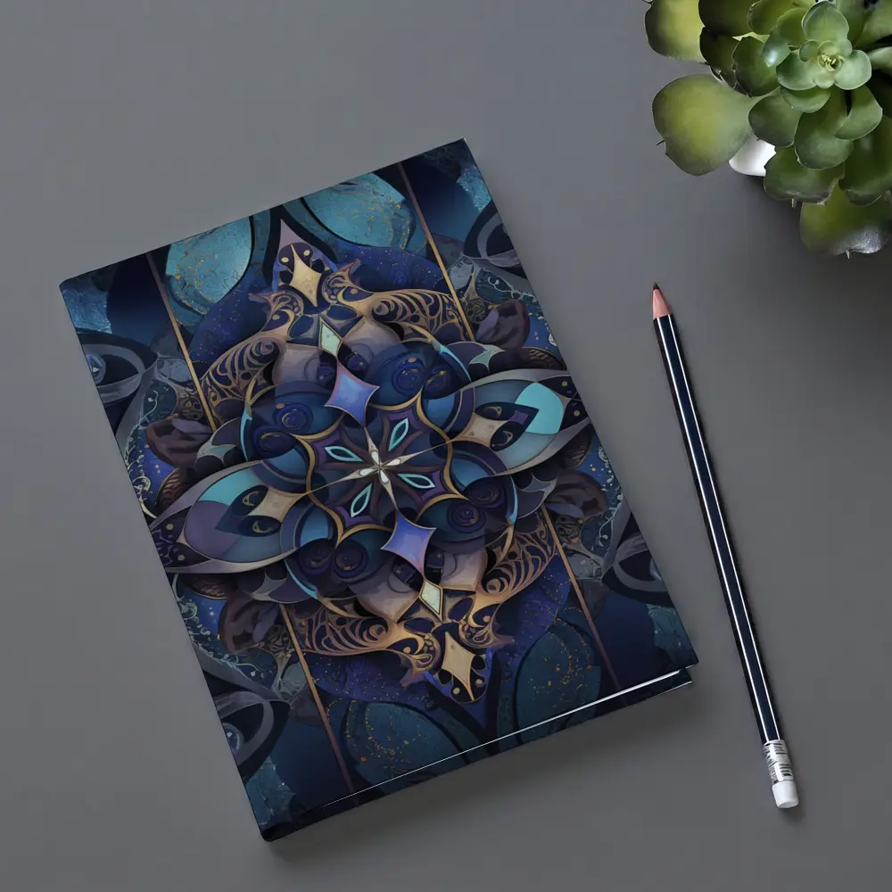 Dark Blue Mandala Art Deco Ornamental Design – Notebooks
