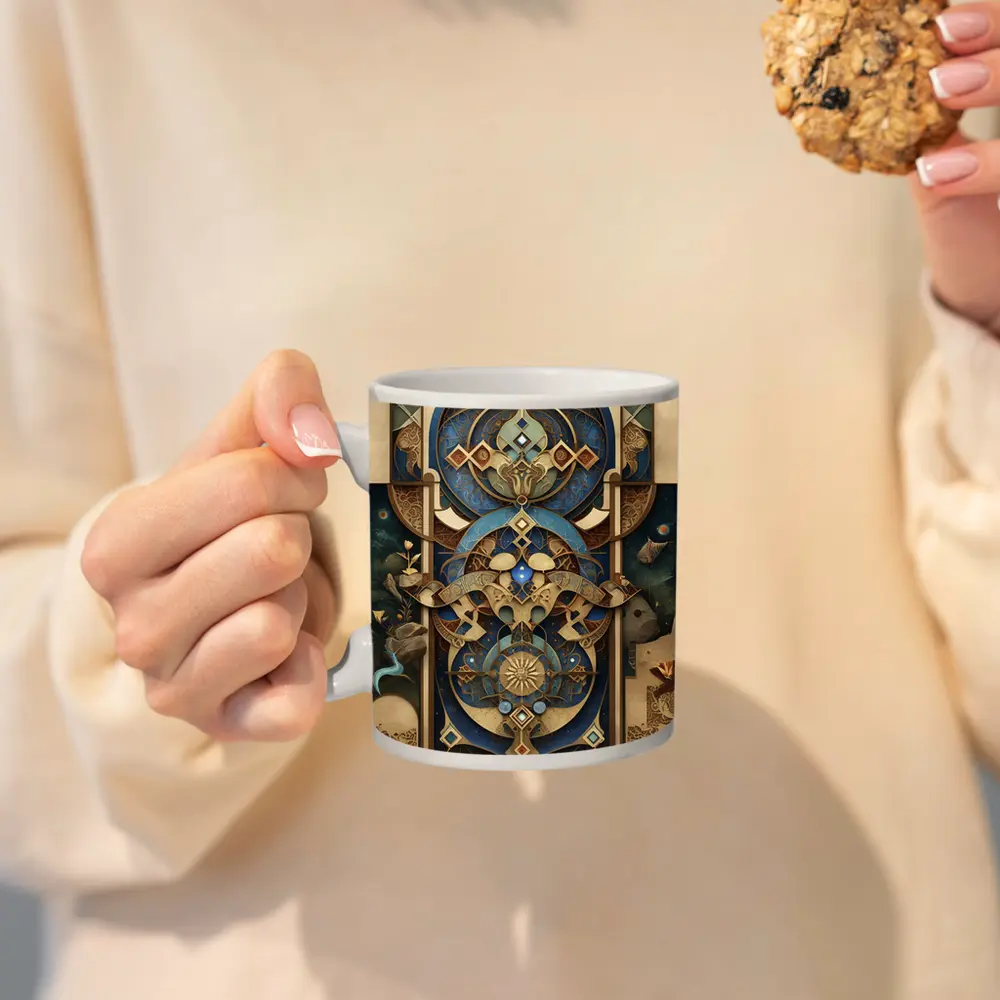 Art Nouveau Celestial Mandala Blue Gold – Mugs