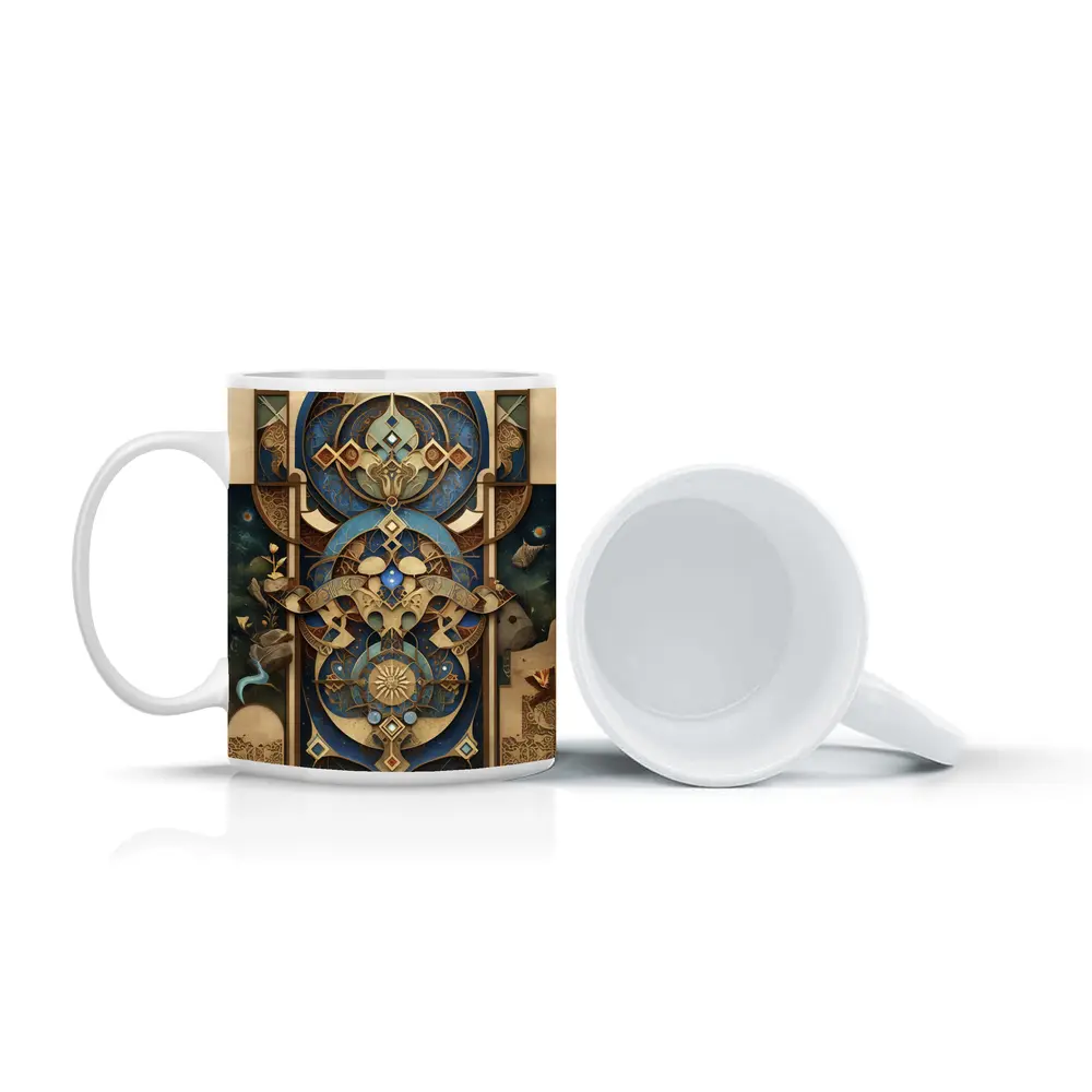 Art Nouveau Celestial Mandala Blue Gold – Mugs