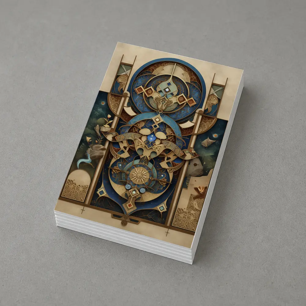 Art Nouveau Celestial Mandala Blue Gold – Postcards