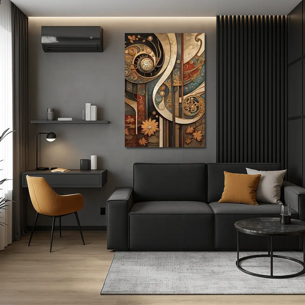 Art Nouveau Abstract Swirls Floral Geometric Design – Wall Art