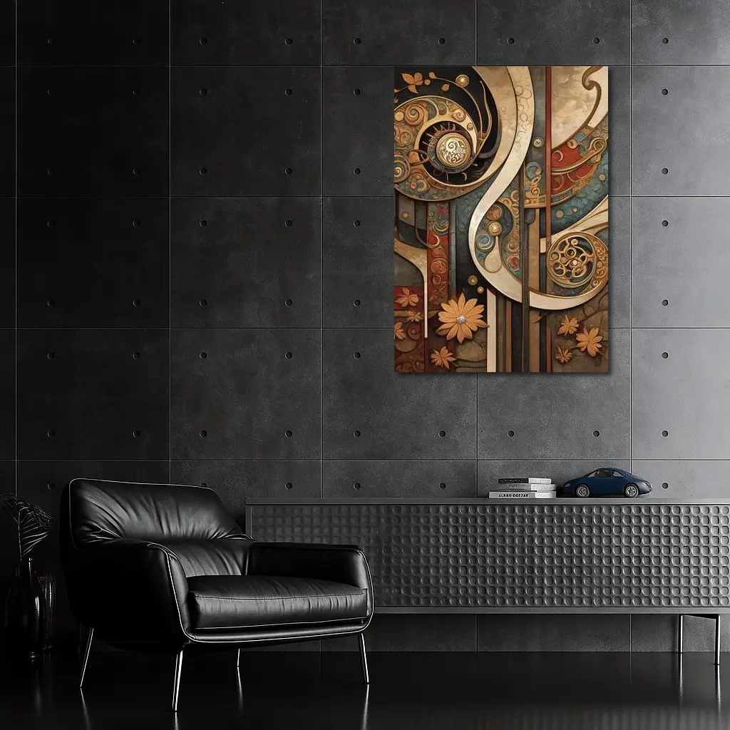 Art Nouveau Abstract Swirls Floral Geometric Design – Wall Art
