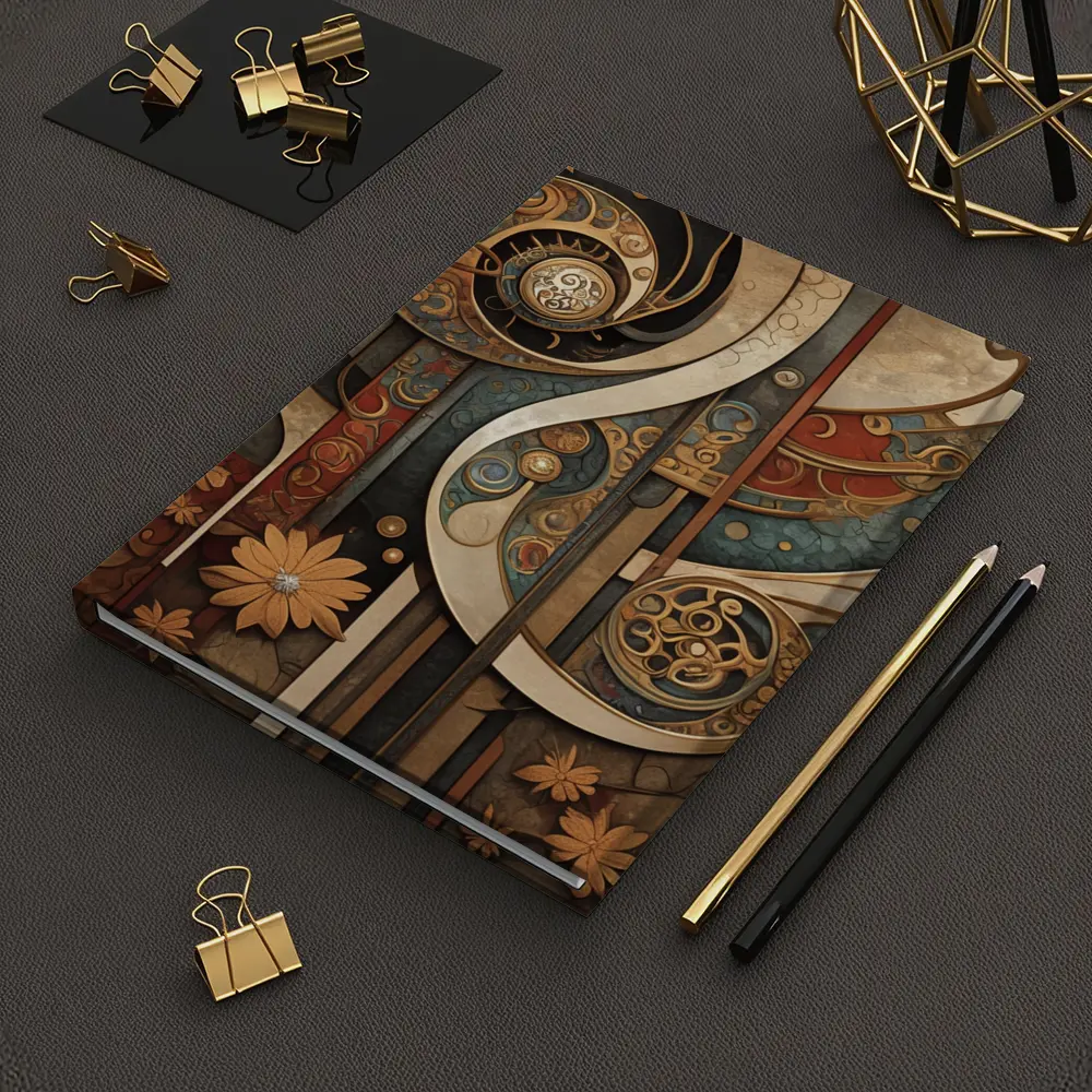 Art Nouveau Abstract Swirls Floral Geometric Design – Notebooks