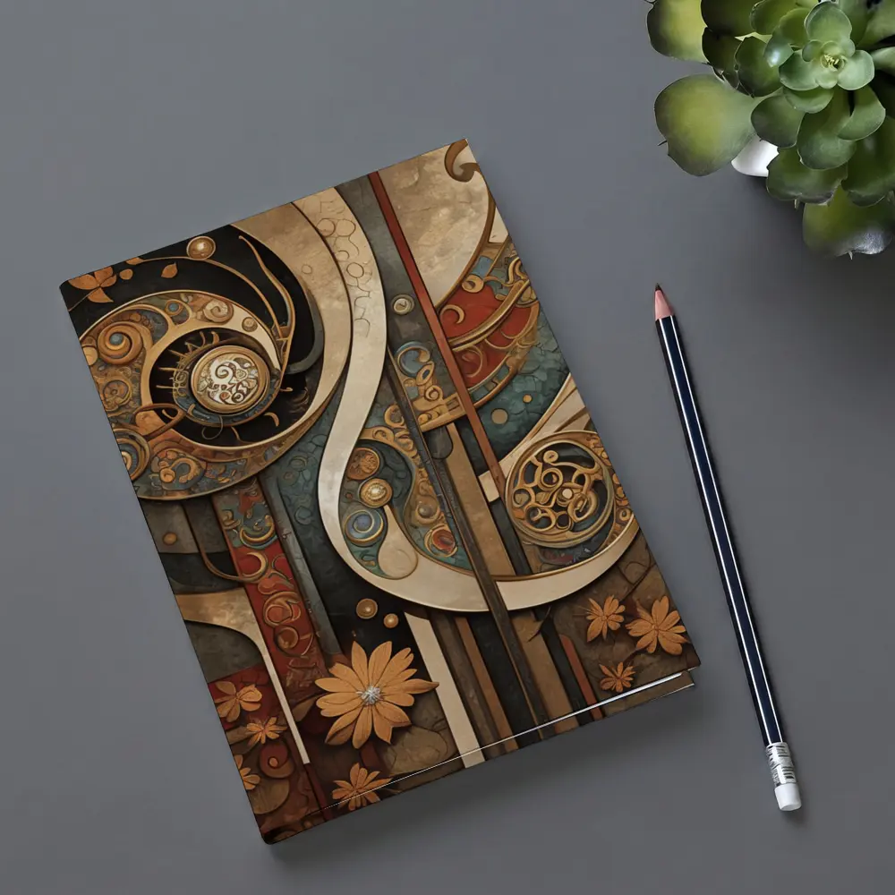 Art Nouveau Abstract Swirls Floral Geometric Design – Notebooks