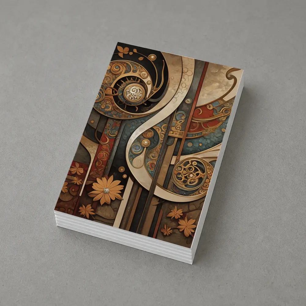 Art Nouveau Abstract Swirls Floral Geometric Design – Postcards
