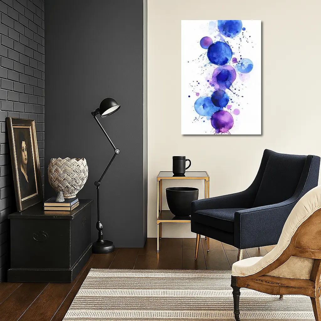 Blue Purple Watercolor Circles Abstract Art – Wall Art