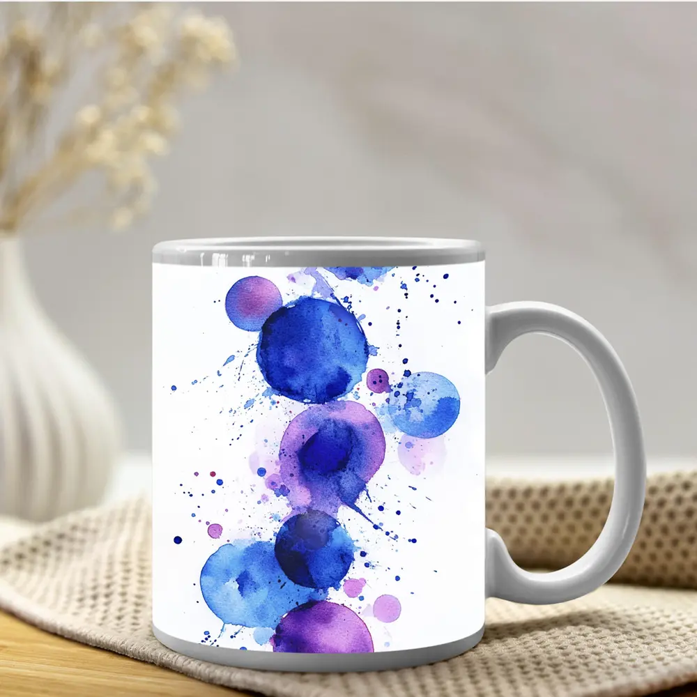 Blue Purple Watercolor Circles Abstract Art – Mugs