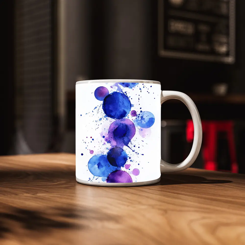 Blue Purple Watercolor Circles Abstract Art – Mugs