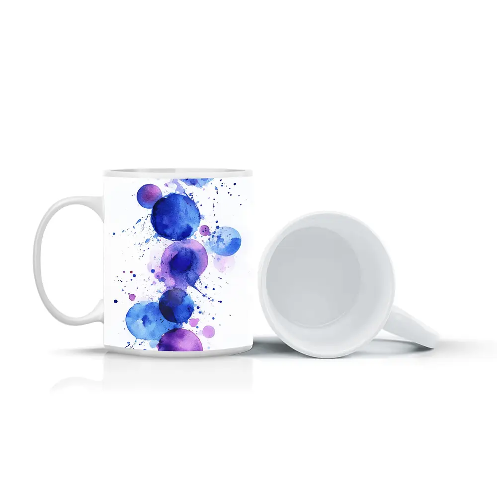 Blue Purple Watercolor Circles Abstract Art – Mugs