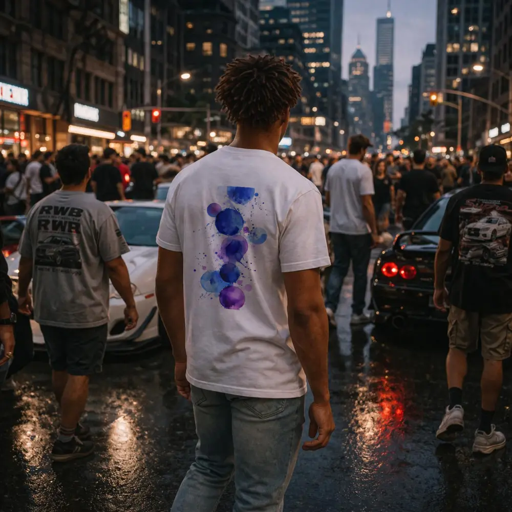 Blue Purple Watercolor Circles Abstract Art – T-Shirts