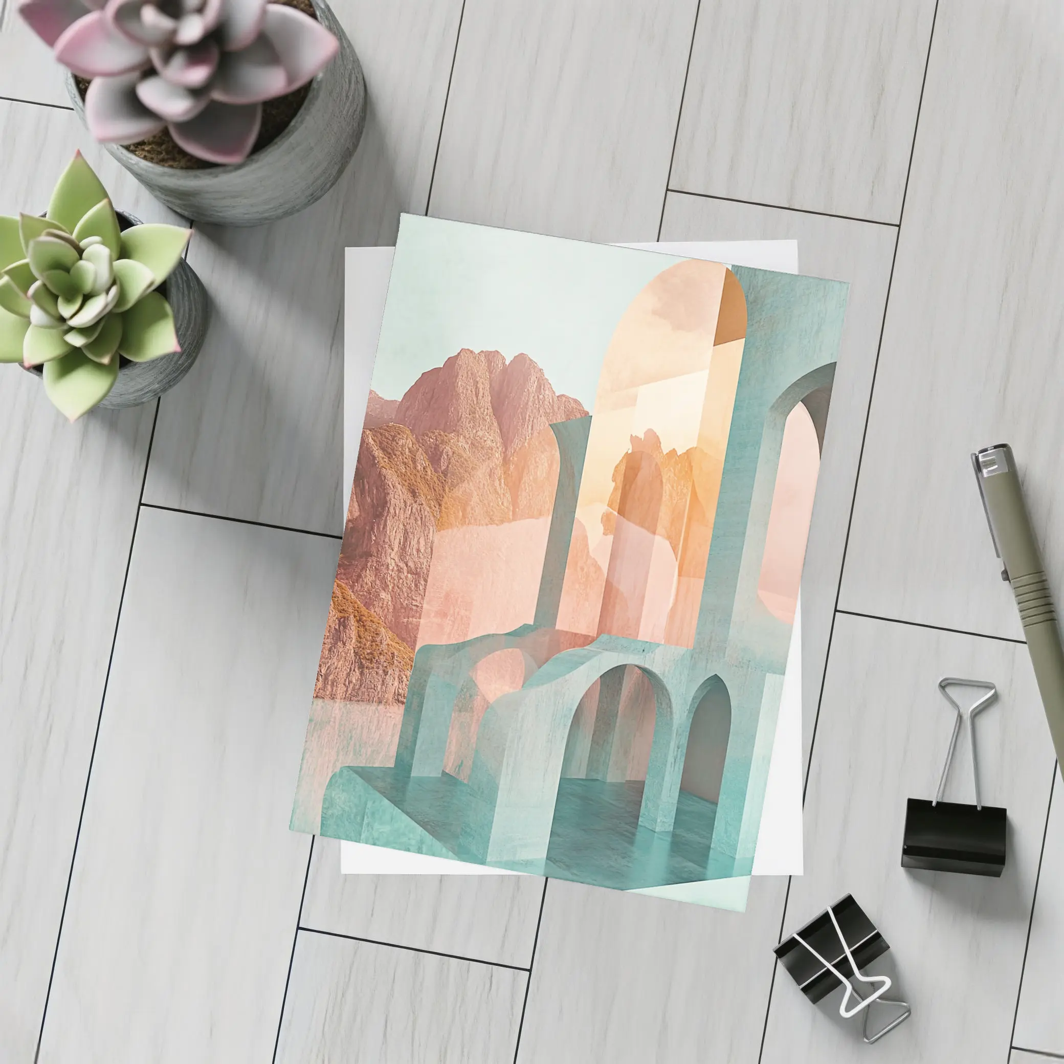 Pastel Arches Abstract Architecture Rocky Mountains – Postcards