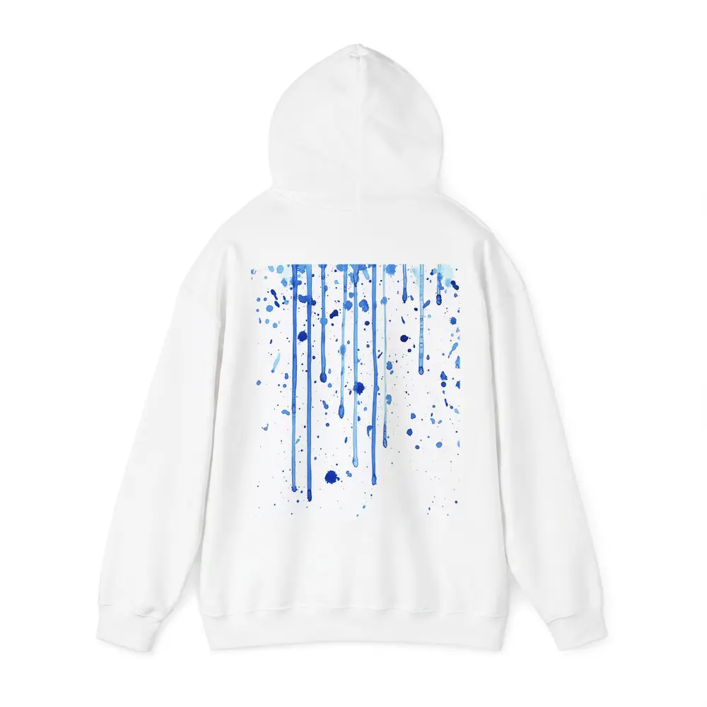 Blue Watercolor Drips Splatter White Background – Hoodies