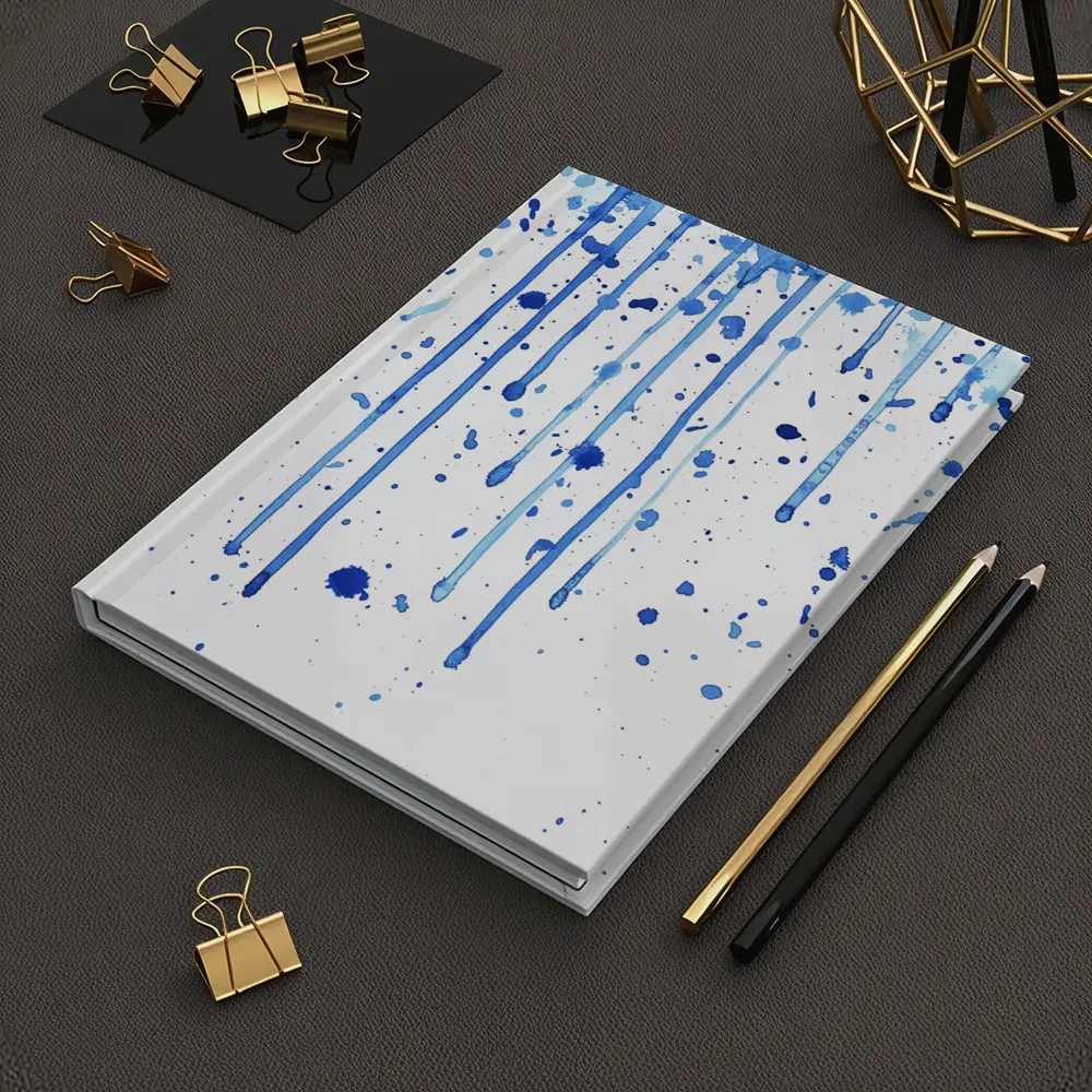 Blue Watercolor Drips Splatter White Background – Notebooks