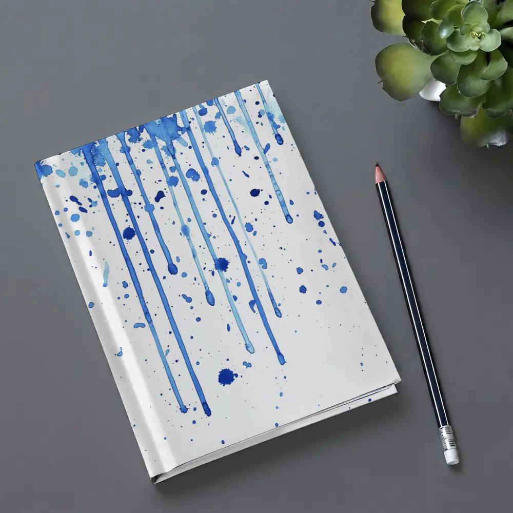 Blue Watercolor Drips Splatter White Background – Notebooks