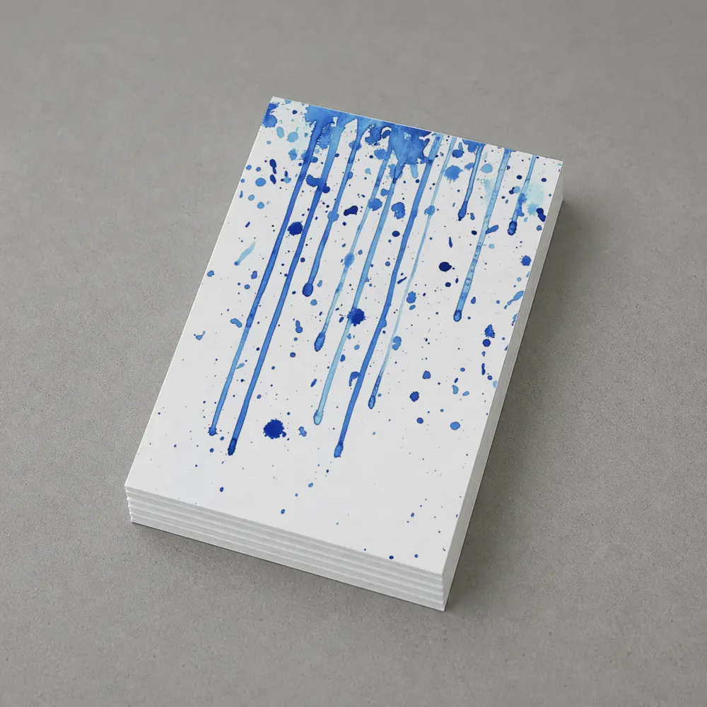 Blue Watercolor Drips Splatter White Background – Postcards
