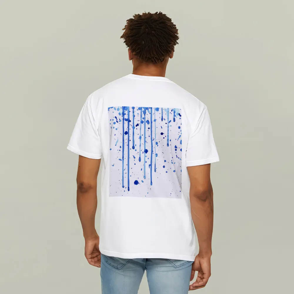 Blue Watercolor Drips Splatter White Background – T-Shirts