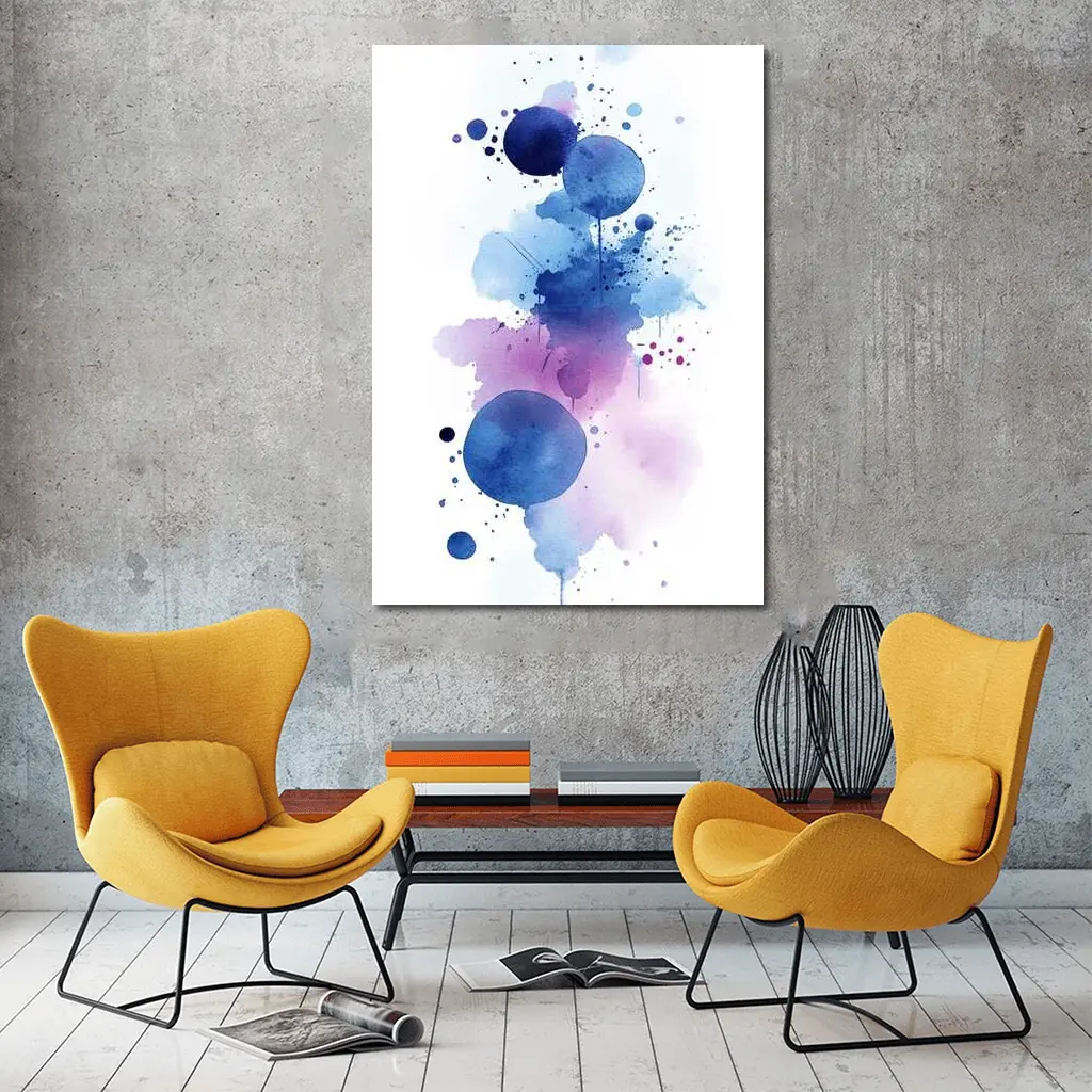 Blue Purple Watercolor Abstract Splash Art – Wall Art