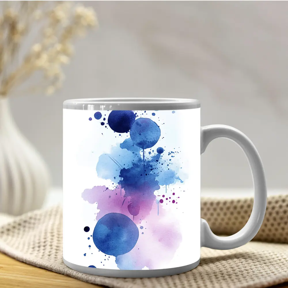 Blue Purple Watercolor Abstract Splash Art – Mugs