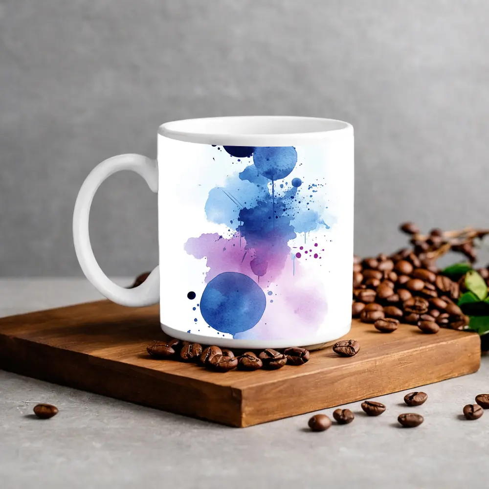 Blue Purple Watercolor Abstract Splash Art – Mugs