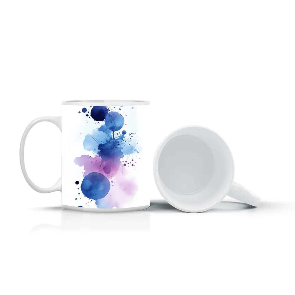 Blue Purple Watercolor Abstract Splash Art – Mugs