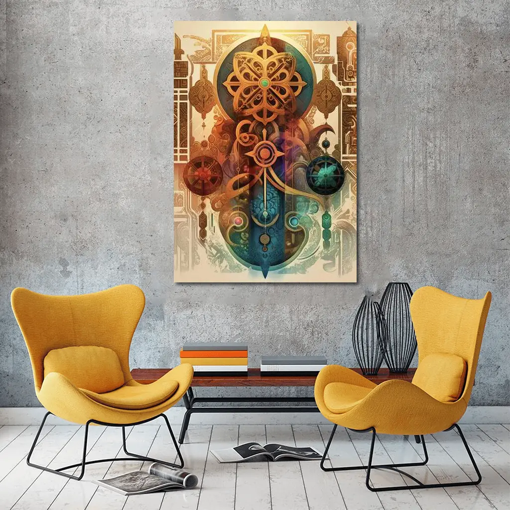 Mystical Ornate Mandala Symbols Sacred Geometric Art – Wall Art