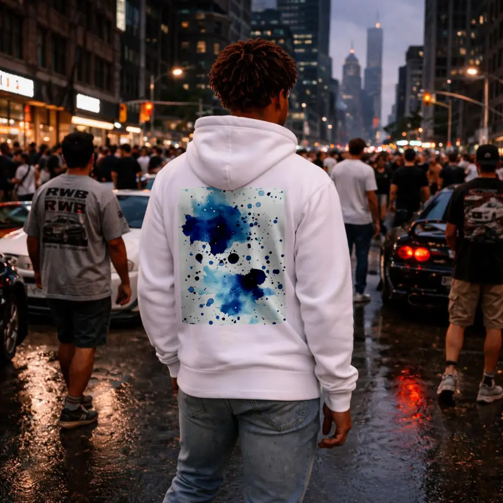 Blue Watercolor Ink Splash On White – Hoodies