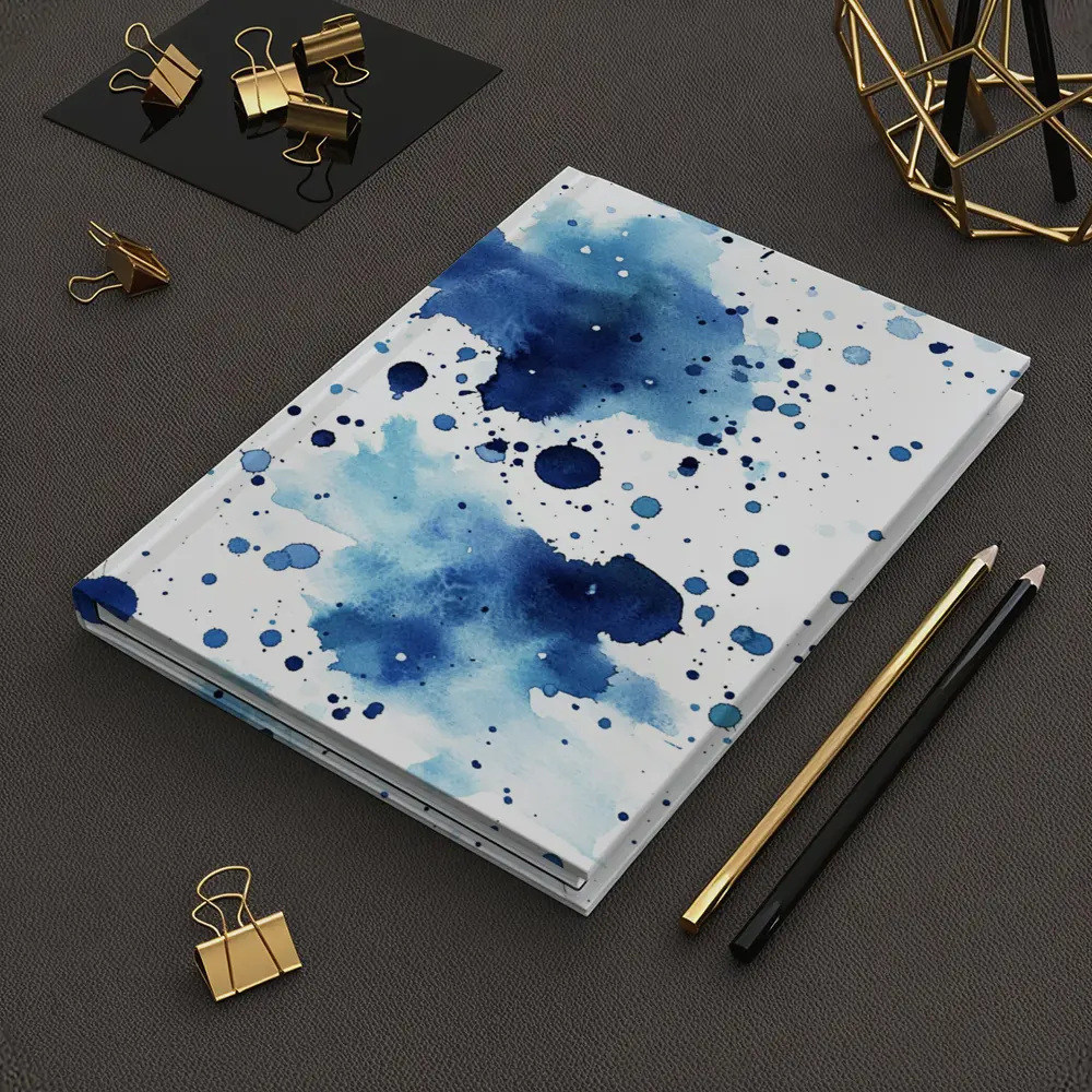 Blue Watercolor Ink Splash On White – Notebooks