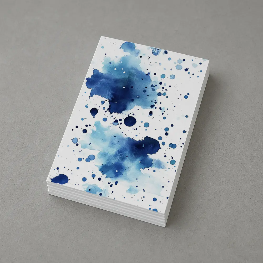 Blue Watercolor Ink Splash On White – Postcards