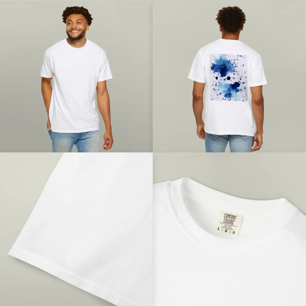 Blue Watercolor Ink Splash On White – T-Shirts
