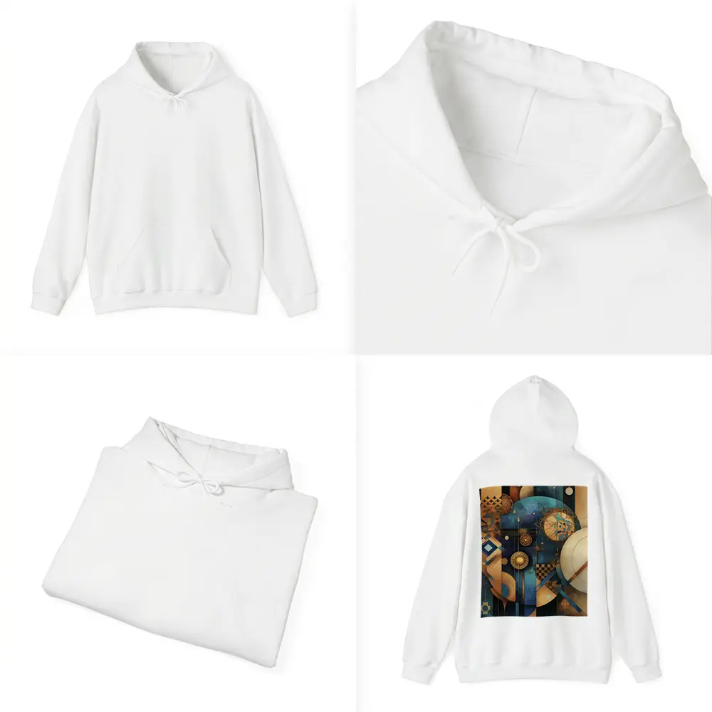 Abstract Gold Blue Geometric Cosmic Art – Hoodies